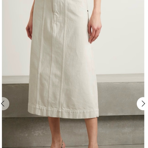Khaite Caroline Canvas Midi Skirt, White Denim, size 24 - Picture 4 of 11